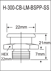 1/4"-19 BSPP Button Head Fitting