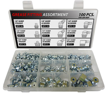 100pc BSP Thread Grease Fitting Assortment