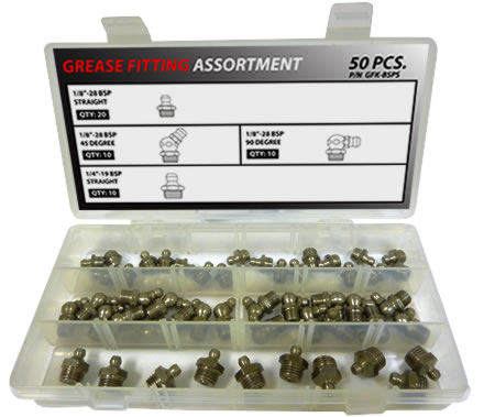 50pc BSP Stainless Steel Grease Fitting Assortment