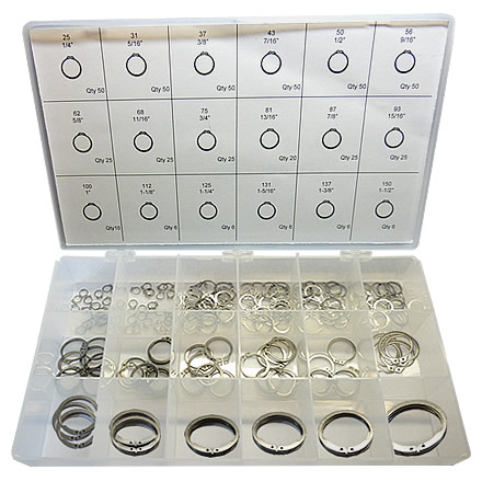 490pc External Stainless Steel Retaining Ring Kit. Made in The USA.